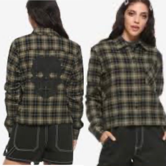 Nwt HOT TOPIC LACE SKULL flannel shirt 3X $44.99 - Picture 2 of 2